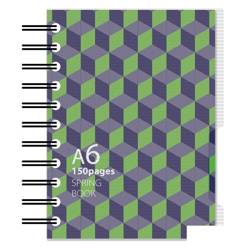 Бизнес-тетрадь А5 Attache Selection Spring Book, 150 листов, синяя/зеленая, клетка, на спирали, пластик (170х202мм)