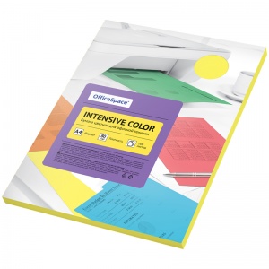 Бумага цветная А4 OfficeSpace Intensive Color интенсив желтая, 80 г/кв.м, 100 листов (IC_38227), 20 уп.