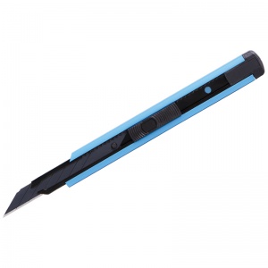 Нож канцелярский 9мм Berlingo ColorZone, черное лезвие, auto-lock, металл. направл., голубой, европодвес, 20шт. (BM4120_b)