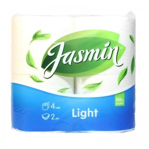 Бумага туалетная 2-слойная Jasmin Light, белая, 18м, 4 рул/уп