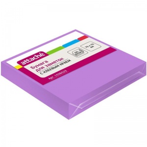 Клейкие закладки бумажные Attache, фиолетовый неон по 100л., 76х76мм