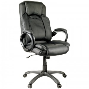 Кресло руководителя Helmi HL-E21 "Timing", экокожа черная, пластик (283025)