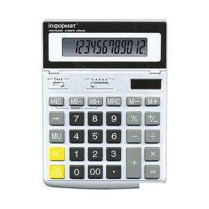 Калькулятор настольный inФОРМАТ KN04-12 (12-разрядный) бухгалтерский, серый