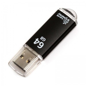 Флэш-диск USB 64Gb SmartBuy V-Cut, USB2.0, черный (металл.корпус) (SB64GbVC-K)