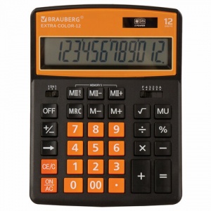 Калькулятор настольный Brauberg Extra Color-12-BKRG (12-разрядный) черно-оранжевый (250478)