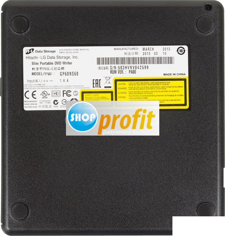 Оптический привод DVD-RW LG GP60NS60, внешний, USB, серебристый и черный, Retail (GP60NS60)