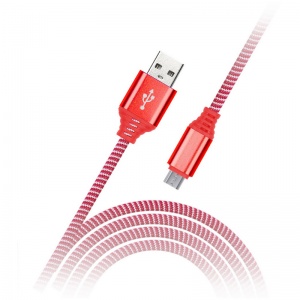 Кабель USB2.0 SmartBuy iK-12NS, USB2.0 (A) - microUSB (B), в оплетке, 2A output, 1м, красный (iK-12NS red)