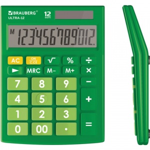 Калькулятор настольный Brauberg Ultra-12-GN (12-разрядный) зеленый (250493), 20шт.