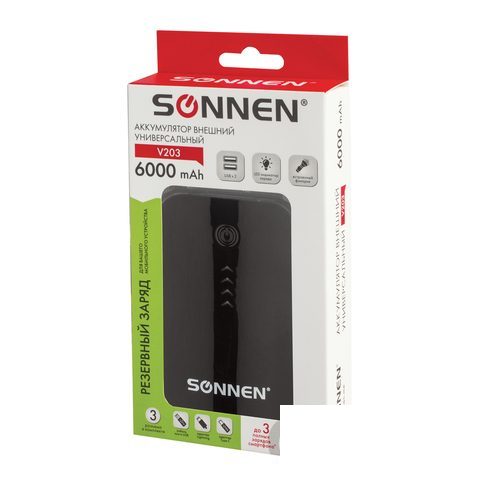Внешний аккумулятор Sonnen Powerbank V203 (6000 mAh) черный (262754)