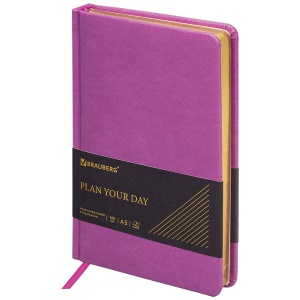 Ежедневник недатированный А5 Brauberg Iguana (160 листов) обложка кожзам, розовый (114456)