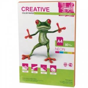 Бумага цветная А4 Creative Color неон, 5 цветов по 10 листов, 80 г/кв.м, 50 листов (БНpr-50r), 50 уп.