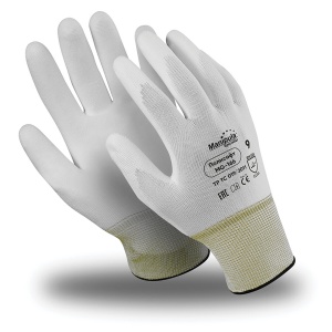 Перчатки защитные полиэфирные Manipula Specialist "Полисофт", полиуретановое покрытие (облив), размер 8 (M), белые, 1 пара (MG-166)