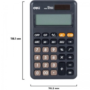 Калькулятор карманный Deli M120 (12-разрядный) серый