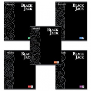 Тетрадь общая 48л, А5 Brauberg "Black Jack" (клетка, скрепка, картон мелованный) (401824)