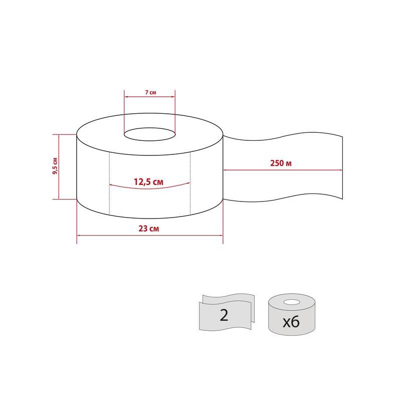 Бумага туалетная для диспенсера 2-слойная Luscan Professional Etalon, 250м, 6 рул/уп