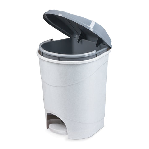 Контейнер для мусора с педалью 19л Idea, пластик &quot;белый мрамор&quot;, 390x305x305мм (М 2892)