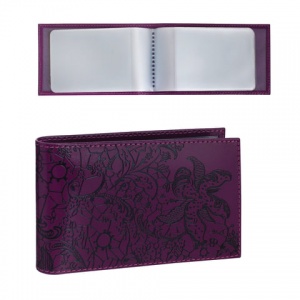 Визитница карманная Befler "Гипюр" (на 40 визиток, натур.кожа, 110x70мм) фиолетовая (V.43.-1)