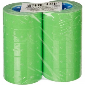 Этикет-лента 21.5x12мм, зеленая прямоугольная, 10 рулонов по 1000шт.