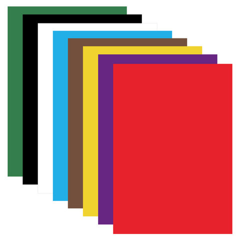 Картон цветной немелованный Brauberg &quot;Дельфин&quot; (8 листов, 8 цветов, А4, 200х290мм) в папке (129909)