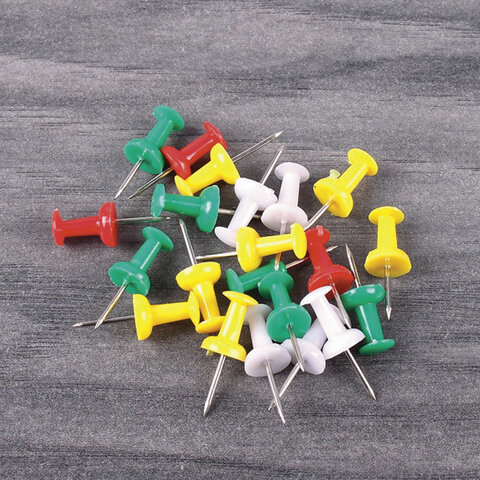 Кнопки силовые Brauberg, цветные, 50шт., картонная упаковка (220557), 24 уп.