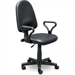 Кресло офисное Prestige, кожзам черный, пластик