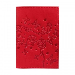 Обложка для паспорта, натуральная кожа, красная (1,2-040-201-0)