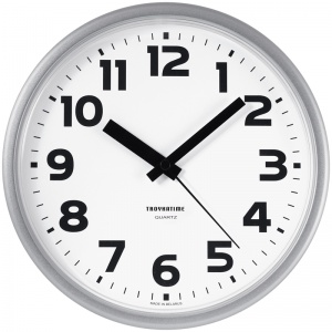 Часы настенные аналоговые Troyka 91970945, круглые, 23x23x3см, серебристая рамка (91970945)