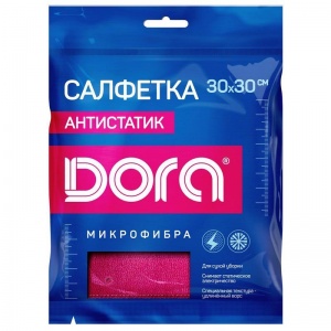 Салфетка хозяйственная Dora (30х30см) микрофибра, розовая, 1шт.