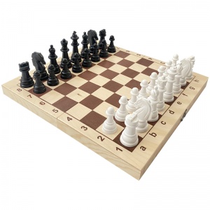 Набор настольных игр 2-в-1 Три Совы "Шахматы, шашки", обиходные, пластиковые с деревянной доской (НИ_47879)