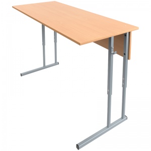 Стол ученический двухместный регулируемый 1200x500x580-700мм, 3-5гр, бук/серый (ШМ.2П35.БС)