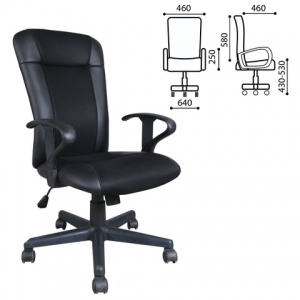 Кресло офисное Brabix "Optima MG-370", экокожа/ткань черная, пластик (531580)