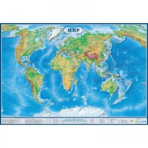 Настенная физическая карта мира (масштаб 1:34 млн)