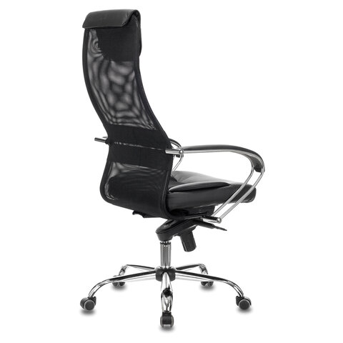 Кресло руководителя Brabix Premium Stalker EX-609 PRO, ткань-сетка/экокожа черная, хром (EX609PRO_532416)