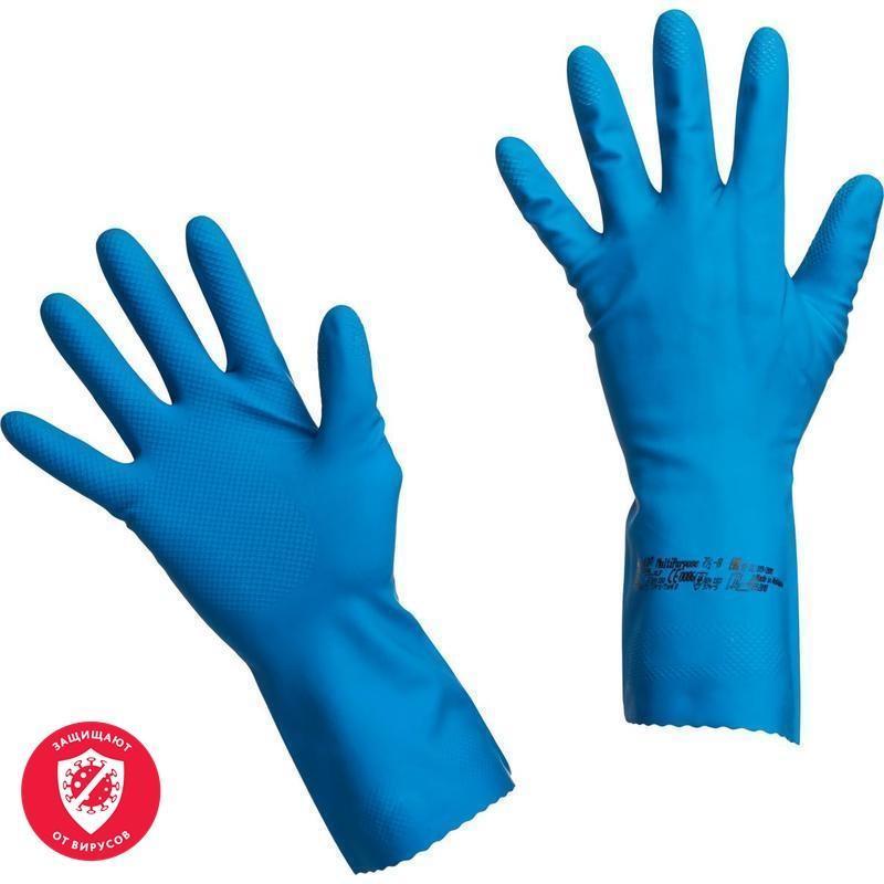 Перчатки латексные Vileda MultiPurpose, синие, размер 8 (М), 1 пара (100753)