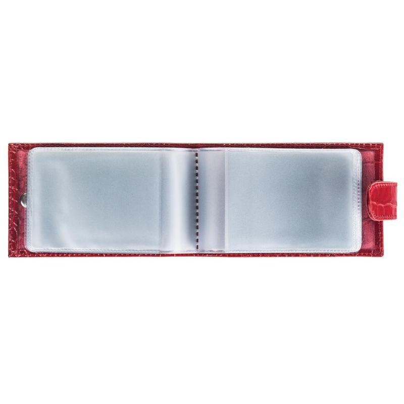Визитница карманная Fabula Croco Nile (на 40 визиток, натур.кожа, 120х70мм) красная (V.57)
