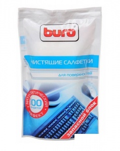 Салфетки чистящие влажные Buro, для поверхностей, в мягкой упаковке, 100шт. (BU-ZSURFACE)
