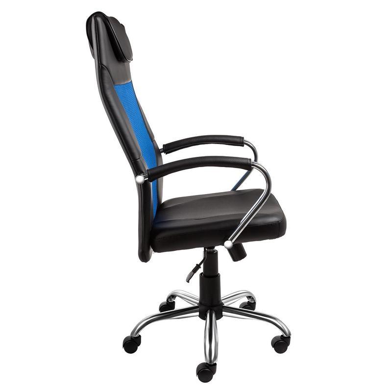 Кресло руководителя Alvest 134 CH, экокожа/сетка черно-синяя, хром