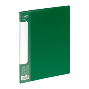 Папка файловая 40 вкладышей Стамм "Стандарт" (А4, пластик, 21мм, 600мкм) зеленая (ММ-30620)