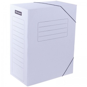 Папка на резинках картонная OfficeSpace (А4, корешок 150мм, до 400л., микрогофрокартон) белая, 1шт. (225433)
