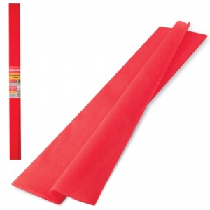 Бумага цветная крепированная Brauberg, 50x250см, плотная, растяжение до 45%, 32 г/кв.м, красная, в рулоне, 1 лист (126531)