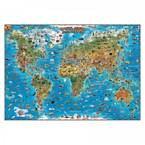 Настенная карта мира для детей, 137x97см