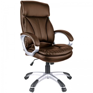 Кресло руководителя Helmi HL-E07 "Invest", экокожа коричневая, механизм качания, пластик (274829)