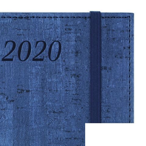 Ежедневник датированный на 2020 год А5 Brauberg Wood (168 листов) обложка кожзам &quot;благородное дерево&quot;, синяя (129705)