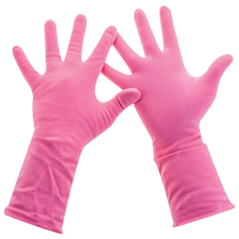 Перчатки резиновые Paclan Practi Comfort, размер 8 (М), розовые, 1 пара (407120/407271), 100 уп.