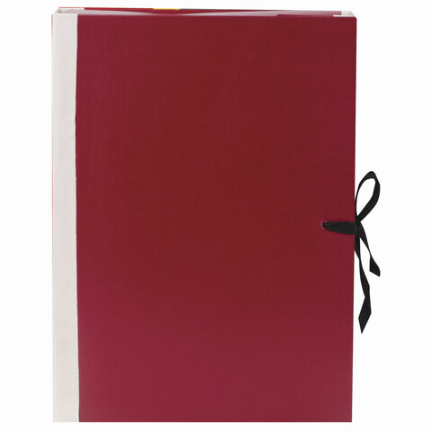 Папка архивная с завязками (А4, корешок 80мм, до 700л., 4 завязки, бумвинил/коленкор) красная/белая (123200), 25шт.