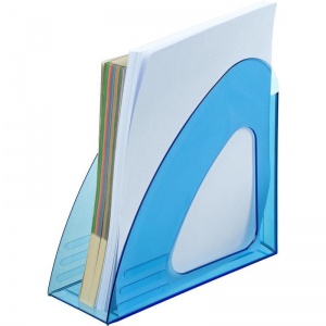 Лоток для бумаг вертикальный Attache Bright Colours, 90мм прозрачный голубой