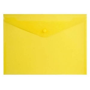 Папка-конверт на кнопке inФОРМАТ (А4, 180мкм, пластик) прозрачная желтая, 10шт.