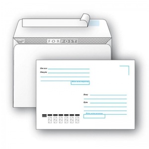 Конверт почтовый C4 Packpost ForPost (229x324, 90г, стрип, печать "Куда-Кому") белый, 50шт., 5 уп.