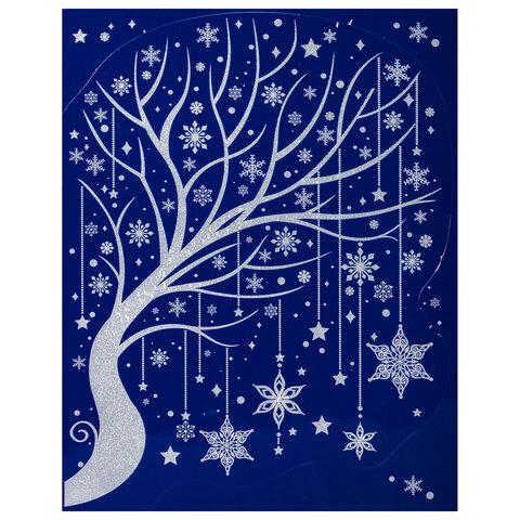 Украшение для окон и стекла Золотая Сказка &quot;Дерево в снежинках&quot;, 30х38см, ПВХ, 5шт. (591199)