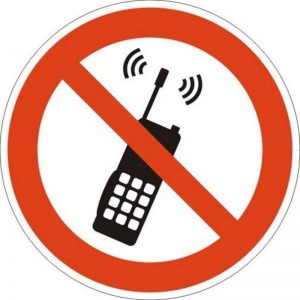 Табличка информационная «Использование мобильныx телефонов запрещено» ГАСЗНАК P18 (круглая, 200x200мм, пленка ПВХ) красно-белая, 1шт.